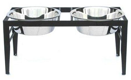 Chariot Double Elevated Dog Bowl - Medium/Black