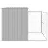 Dog House with Run Light Gray 84.3"x99.6"x71.3" Galvanized Steel