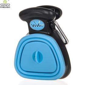 Dog Pet Travel Foldable Pooper Scooper With 1 Roll Decomposable bags Poop Scoop Clean Pick Up Excreta Cleaner (Color: Blue, size: S)