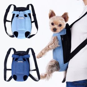 Denim Pet Dog Backpack Outdoor Travel Dog Cat Carrier Bag for Small Dogs Puppy Kedi Carring Bags Pets Products Trasportino Cane (Color: Light Blue)