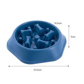 Pet Dog Bowl Dog Slow Feeder Bowl Puppy Cat Slow Eating Dish Bowl Anti-Gulping Food Plate Feeding Dog Cat Food Bowl Pet Supplies (Color: Blue)