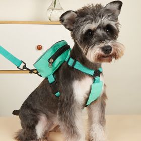 Pet Harness And Leash Set For Dog & Cat; No Pull Dog Vest Harness With Backpack; Cute Dog Leash (Color: Green, size: L)