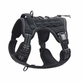 Tactical Dog Harness for Small Medium Dogs No Pull Adjustable Pet Harness Reflective K9 Working Training Easy Control Pet Vest Military Service Dog Ha (Color: black, size: XL(Neck)