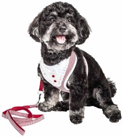 Pet Life Luxe 'Spawling' 2-In-1 Mesh Reversed Adjustable Dog Harness-Leash W/ Fashion Bowtie (Color: Red, size: small)