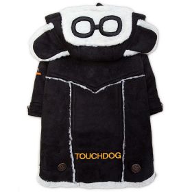 Touchdog 'Tuskegee' Aero-Vintage Designer Dog Coat (Color: black)