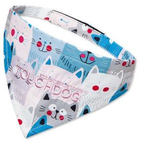 Touchdog 'Head-Popper' Fashion Designer Printed Velcro Dog Bandana (Color: Blue / White)