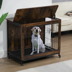 38 Inch Heavy-Duty Dog Crate Furniture (Color: brown)