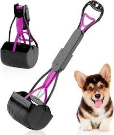 Portable Dog Pooper Scooper 23"; Pink Mini Portable Pooper Scooper for Dogs and Cats; Plastic Durable Pooper Scooper Foldable and Compact Dog Poop Sco (Color: Pink)