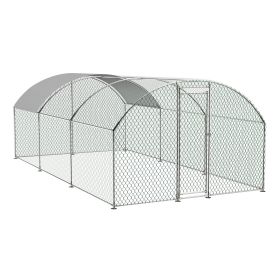 Large Chicken Coop Metal Chicken Run with Waterproof and Anti-UV Cover, Dome Shaped Walk-in Fence Cage Hen House for Outdoor and Yard Farm Use (Color: as Pic)