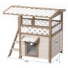 New Style Wood Pet House With Roof Balcony and Bed Shelter