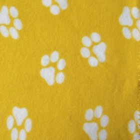 Dog Double-sided Fleece Blanket Warm Pet Blanket Cat Dog Paw Blanket Mattress Pet Pad (Option: Yellow Bottom White Claws-140x100CM)